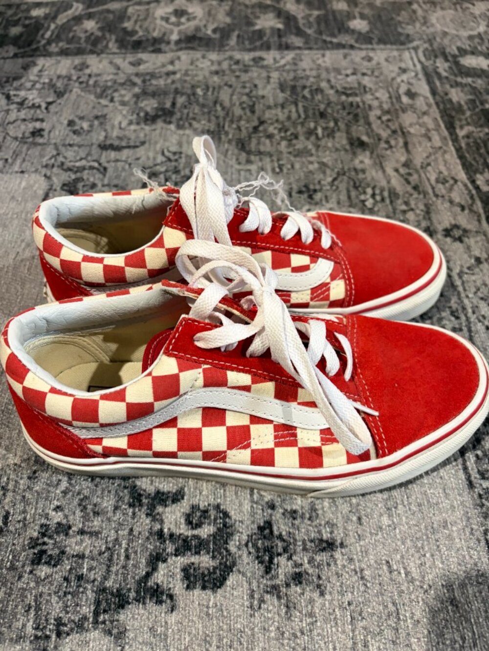 Vans red checkered, size:  mens:5.5, women:7